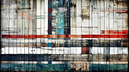 Poster - Abstract image of weathered wooden planks showing multiple colors and lines