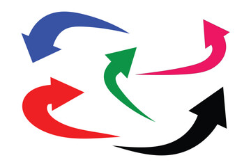 Fototapete - One headed curved arrow icon set. semi circle colorful arrow. Multi colored single headed arrow. Replaceable vector design. One ended arrow illustration.