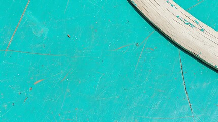 Poster - Turquoise Surface With A Curved White Painted Wooden Element