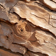 Aufkleber - Detailed Close Up Of Tree Bark Showing Rough Textured Surface with Brown Tones in Natural Sunlight