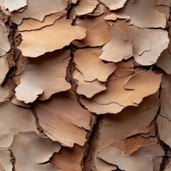 Poster - Detailed Close Up Texture Of Tree Bark Displaying Natural Brown And Beige Tones With Irregular Shapes