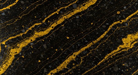 Aufkleber - Black granite stone with golden veins pattern abstract background