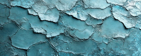 Poster - A blue wall with a textured surface, resembling the appearance of a rocky shoreline. The wall is covered in small, jagged pieces of material, giving it a rugged and natural look