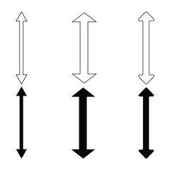 Fototapete - Double headed long arrow set. Dual sided black and white arrow icon. Vector Formats. Double ended black and white long arrow illustration. Outline arrow. 