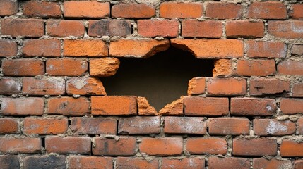 Aufkleber - A broken brick wall with a hole through the center, representing an obstacle being overcome or a new path being made.
