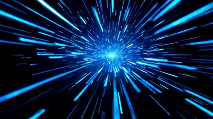 Poster - Dynamic blue light trails zooming through space with a futuristic glow