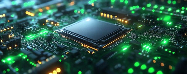 Futuristic motherboard texture design, technology electronics, software coding, engineering and communication concept for website header, presentation, and web banner