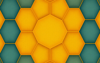 Aufkleber - a vibrant geometric pattern featuring yellow and green hexagons, creating a mosaic tile design.
