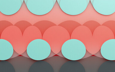 Aufkleber - pastel circles in teal and coral create overlapping rows, forming a soft, modern, abstract geometric