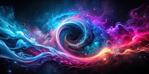 Wall Mural - Cosmic Swirl A Celestial Dance of Vibrant Nebulae and Glowing Galactic Spirals
