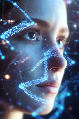 Poster - Exploring digital identity through artificial intelligence virtual space portrait futuristic close-up conceptual art