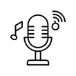 © IsratJahan - Podcast microphone vector icon for audio recording music broadcast interview and voice over studio