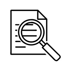 Poster - Document search analysis with magnifying glass for data review and information research purposes on white background