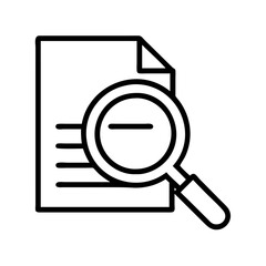 Poster - Remove document search find file magnifying glass zoom out delete page line icon vector graphic