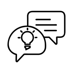Poster - Brainstorming idea concept with lightbulb and speech bubble for business innovation and creative solutions