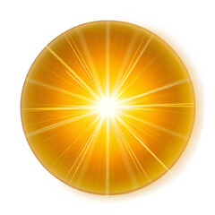 Poster - bright glowing circular light burst with golden yellow rays transparent background generative ai
