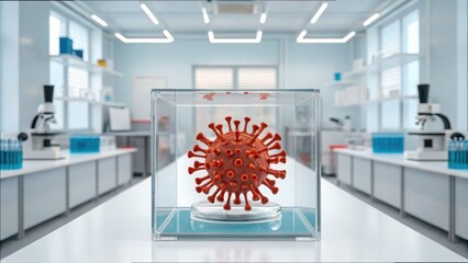 Poster - Interior Laboratory Showcasing Virus Sample in Glass Container