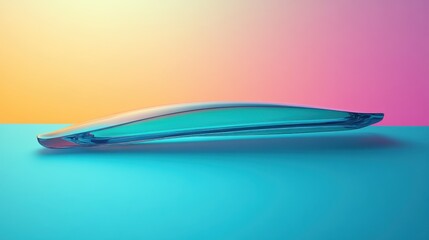 Poster - A sleek, reflective object on a vibrant background, showcasing smooth curves and a modern aesthetic.