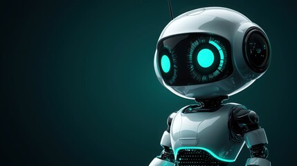 Poster - Robot with a blue light symbolizing the advancements of ai technology and the future of smart assistance