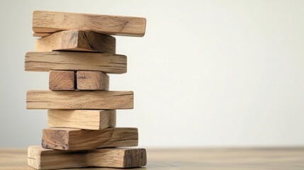 Poster - A neatly stacked collection of wooden blocks representing the concept of business risk assessment and management strategies