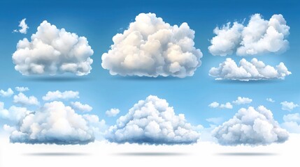 Poster - a set of clouds symbolizing clean cloud computing icons for modern technology and digital infrastruc
