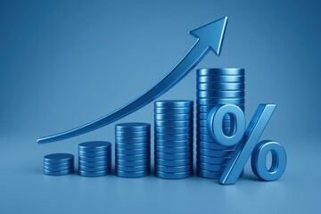 Poster - Financial Growth Chart: A conceptual image illustrating financial growth and success. A graph with coin stacks.