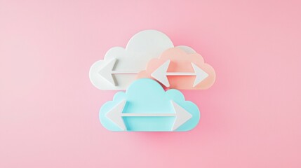 Poster - Charming paper cloud on a soft pink background evoking a dreamy and creative ambiance in a minimalistic style