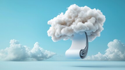 Poster - Intriguing cloud formed like a head symbolizing creativity and thought in a unique and engaging conceptual visual