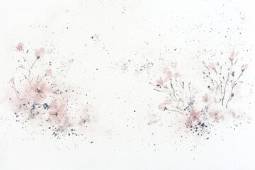 Wall Mural - delicate watercolor floral design with soft pink hues and splashes