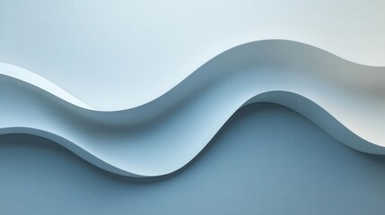 Poster - a minimalistic design featuring smooth, undulating white curves against a soft blue background, crea