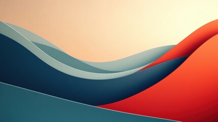 Poster - a vibrant abstract illustration featuring flowing waves in shades of blue, teal, and red, creating a