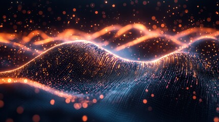Poster - a mesmerizing abstract image showcasing flowing waves of light and particles, creating a dynamic sen