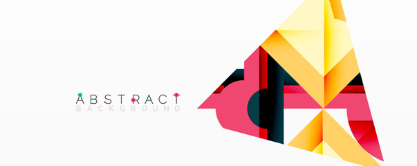 Aufkleber - Bright geometric shapes overlap creating dynamic composition. Yellow, pink, black colors dominate design. Modern abstract illustration.