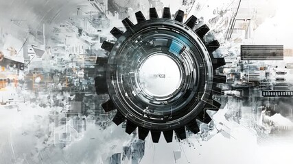Poster - Technological Precision: A detailed depiction of a mechanical gear in a stunning digital rendering, showcasing intricate details and a futuristic, innovative design.