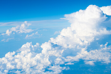 Wall Mural - Beautiful view of blue sky with clouds. Partly cloudy. Background cloud summer. Cloud summer. Sky cloud clear with sunset. Natural sky cinematic sky with clouds background