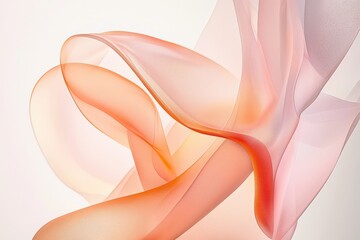 Wall Mural - elegant flowing fabric in shades of pink and orange on white background
