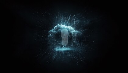 Aufkleber - Cloud fingerprint data security digital technology background.