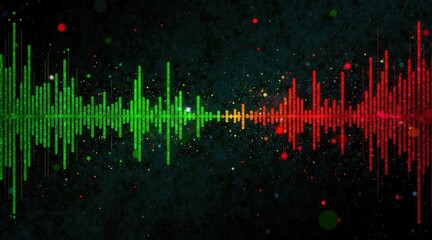 Wall Mural - abstract vibrant audio waveform visualization with energetic sparkles and glowing particles on dark 