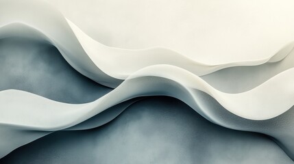 Poster - a serene abstract composition featuring flowing waves of white and gray tones, creating a sense of d