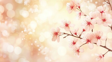 Naklejka na meble Soft pink blossoms on a branch, delicate and dreamy.