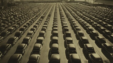Poster - A large-scale car manufacturing mass production line.