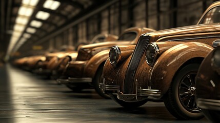 Poster - A large-scale car manufacturing mass production line.