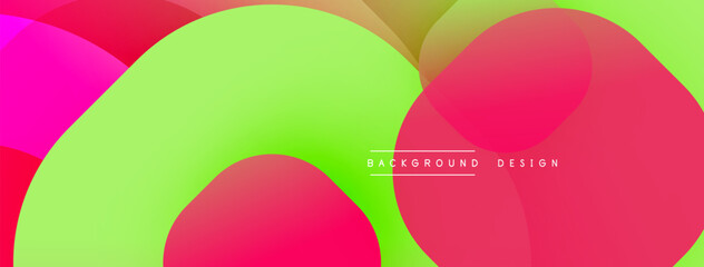 Poster - Bright abstract shapes overlap. Vivid colors blend, creating dynamic visual experience. Smooth gradients suggest movement, modern aesthetic.