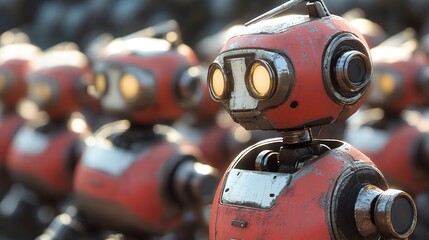 Poster - Assembly line robots optimizing mass production efficiency.