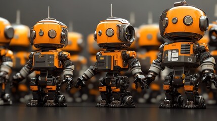 Poster - Assembly line robots optimizing mass production efficiency.
