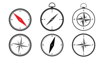 Poster - Simple set of compass icons. set of compass symbols. compass sign, north, east, south, west. modern flat compass pictogram. navigation and orientation