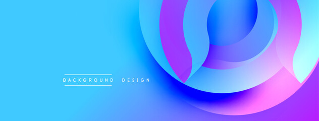 Aufkleber - Bright blue background with overlapping pink, purple curves. Modern design, smooth gradients create dynamic visual effect. Minimalist aesthetic.