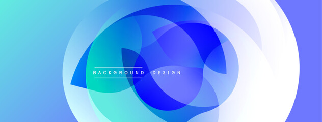 Poster - Abstract blue design. Overlapping circles create dynamic visual effect. Gradient colors blend smoothly. Modern, clean aesthetic. Perfect backdrop for presentations.
