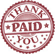 © Ben Kuang - Red and white 'Thank You Paid' stamp graphic on a circular seal.