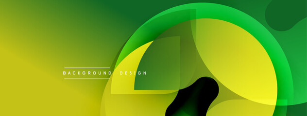 Poster - Abstract vibrant green background. Overlapping shapes create dynamic composition. Smooth gradients, modern design elements. Minimalist aesthetic.